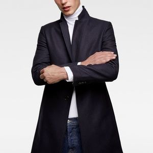 Men's Zara Lapel Coat (Navy, Large)